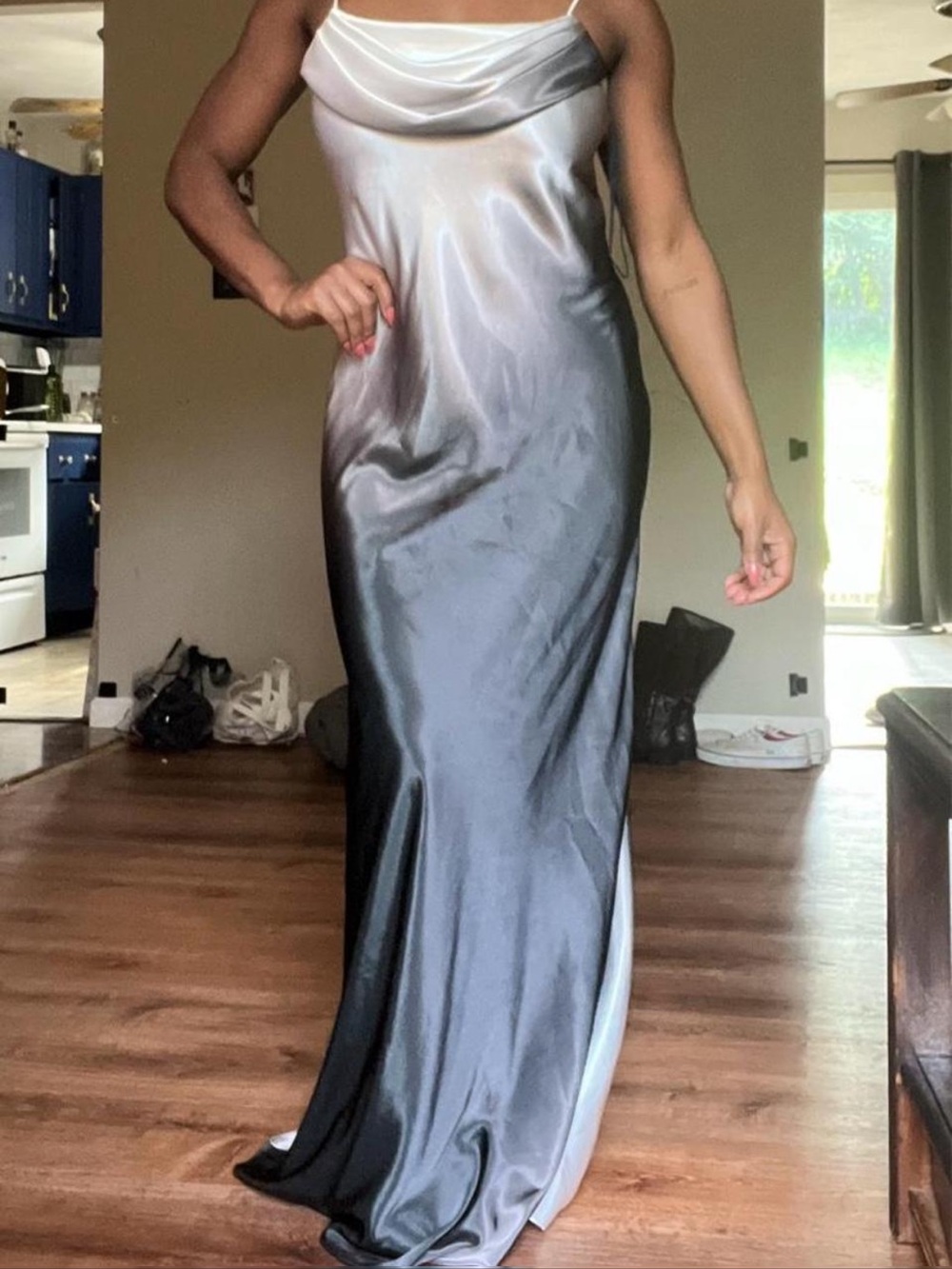 Vintage 90’s Silver Ombre Satin Maxi Slip Dress